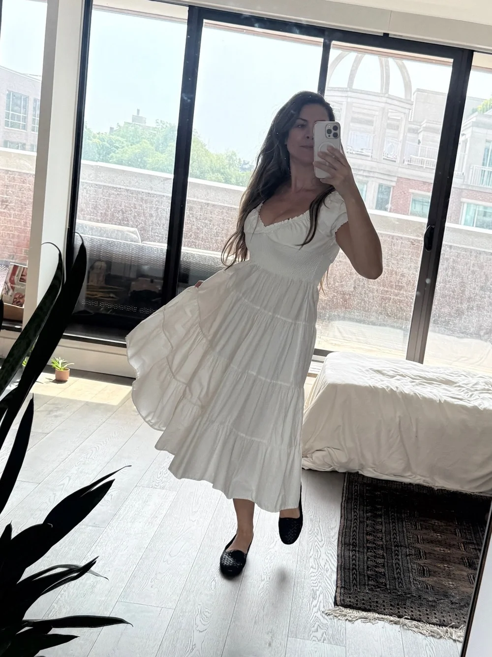 Danielle Bernstein Cotton Smocked Midi Dress - Picture 4 of 10